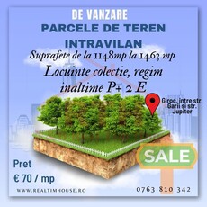 Oferim spre vanzare 10 parcele de teren intravilan, in Giroc, P+2E