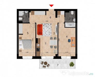 Apartament 3 camere, 64mp, bloc nou, zona Golden Tulip