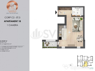 Apartament 1 Camera I Corp C2 I Campina Residence