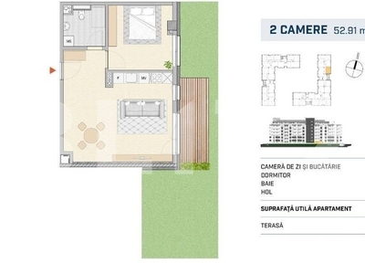 Apartament 2 camere, finisat cu gradina in zona SEMICENTRALA