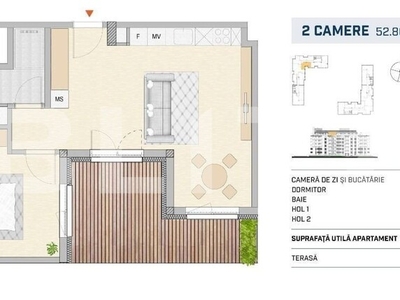 Apartament 2 camere finisat lux, terasa, SEMICENTRAL