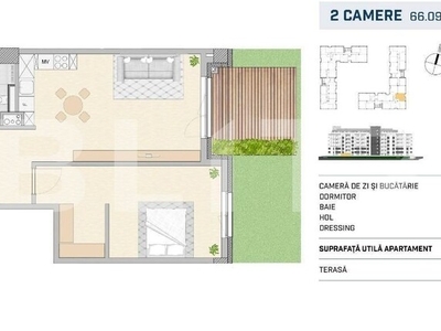 Apartament 2 camere, gradina, SEMICENTRAL