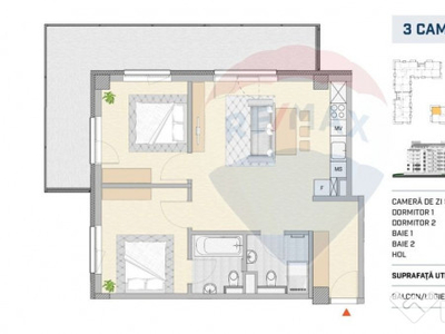 Apartament 3 camere, 68mp si balcon de 24mp, finisat, Par...