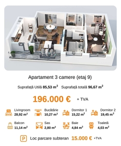 Apartament 3 camere Decomandate 97mp Mihai Bravu apropiere metrou