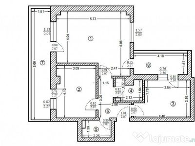 Apartament de 3 camere semidecomandate, 61mp, doua balcoane,