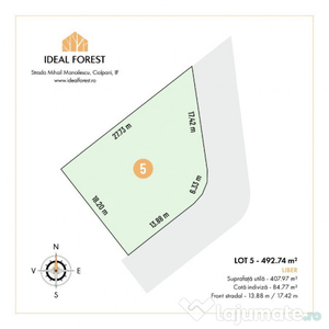 Lot de vanzare 493mp cu deschiderea la Padurea Snagov -Izvorani