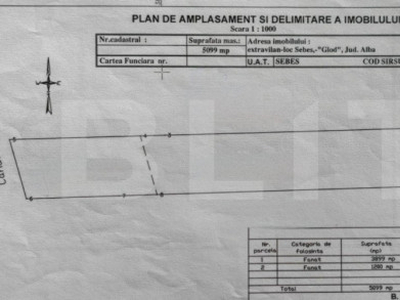 Teren extravilan, 5100 mp, zona Sebes