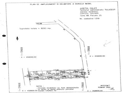 Teren intravilan Tulucesti, 1000mp, 2 deschideri