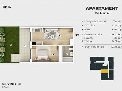 Apartament 2 camere Metrou Berceni, apartament tip studio