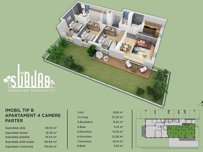 Apartament 4 camere Buftea Apartament 4 camere cu gradina The Suburb Aparta