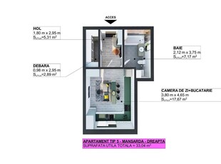 Apartament 1 camera in Apahida