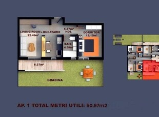 Apartament 2 camere cu gradina si pompa de caldura