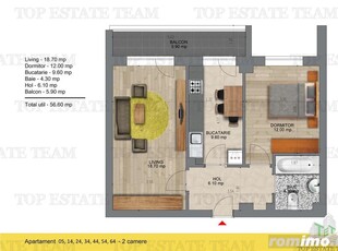 Apartament 2 camere, Popesti Leordeni langa metrou