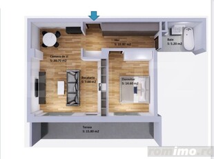 Apartament de 2 camere la parter cu terasa, finisat , zona Vivo