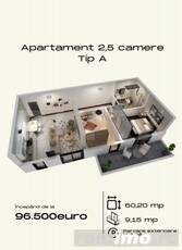 Apartament de 2.5camere, 60 mp utili, cu parcare, in Torontalului