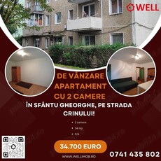 De vânzare apartament cu 2 camere în Sfântu Gheorghe, pe strada Crinului!