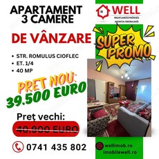 De vânzare apartament cu 3 camere în Sfântu Gheorghe, pe strada Romulus Cioflec!