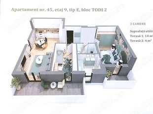 Vand Cesionez promisiune vanzare-cumparare Apartament 3 camere, Tip E,Cartier Ateneo, Torontalului