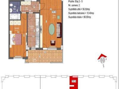 2 camere, decomandat, bloc nou 66.10 mp ,Metrou N. Teclu