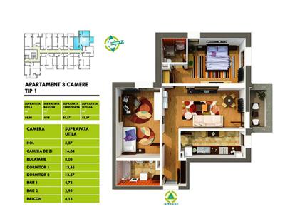 Apartament 3 camere - Ansamblu Rezidential Sud Park Berceni