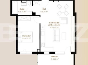 Apartament 2 camere cu CF, 53,68 mp + balcon 8,25 mp, zona Vivo