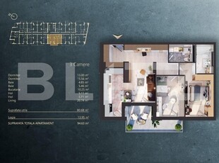 Apartament 3 camere intr-un Ansamblu rezidential Premium, zona Fabricii