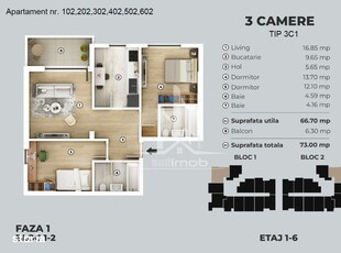 Apartament tip studio 5 minute pana la metrou