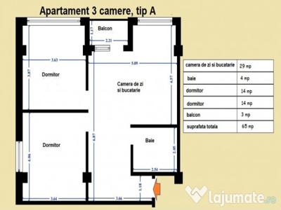 Apartament 3 camere Tip A Visani