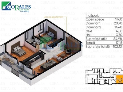 Model spatios, Terasa 17 mp. Etaj 1. Aproape de Profi.