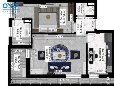 Rahova-Oxy Residence 2 camere Tip M mobilat/utilat