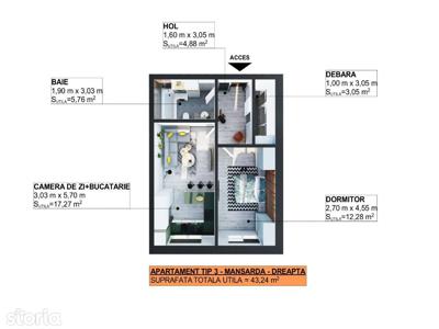 Apartament 2 camere in Apahida