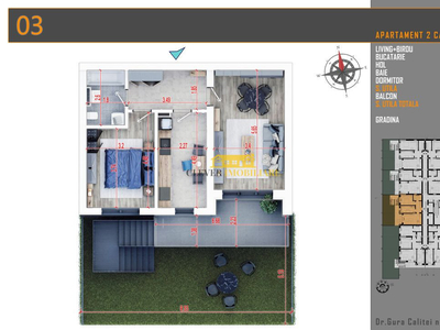 Apartament 2 camere-Gradina Proprie 49 mp-Theodor Pallady