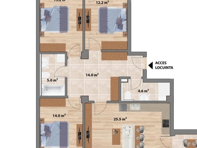 APARTAMENT LUMINOS CU 4 CAMERE, 2 BAI SI TERASA, CUG