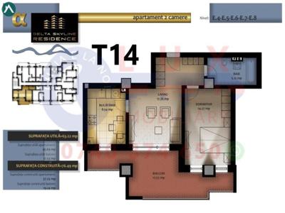 EXCLUSIVITATE! Apartament 2 camere TIP T14 DELTA SKYLINE Residence