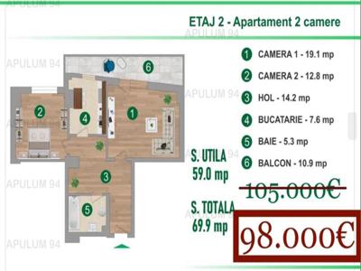 Apartament 2 camere de vanzare ANDRONACHE - Bucuresti