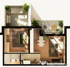 Apartament 2 camere, 56 mp, terasa 27 mp, constructie noua,