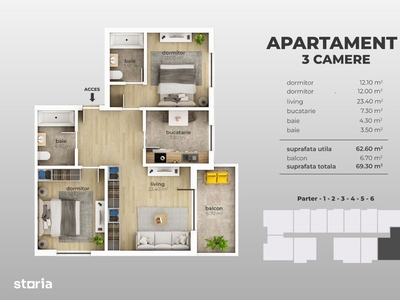 Aparatorii Patriei metrou - Apartament 3 camere spatios, bloc nou