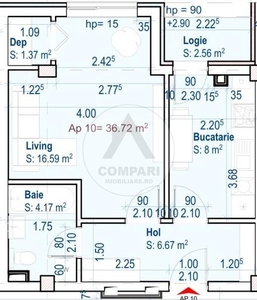 Apartament 1 camera dec FINISAT sup.37 mp cu parcare inclusa Floresti