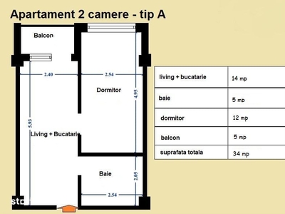 Apartament 2 camere, MANSARDA, Tip A Visani