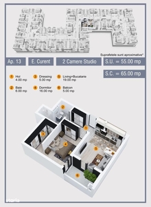 Apartament decomandat 2 camere 55 mp, Militari acces Uverturii/ Rosu