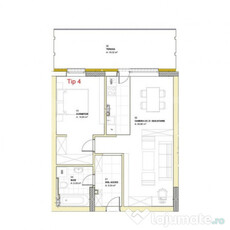 Apartament cu 2 camere, 56.63 mp, terasa 19.32 mp, zona Loui