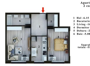 Apartament cu 2 camere de vanzare in Bragadiru COMISION 0%