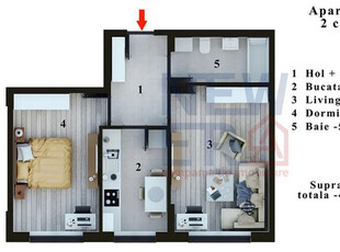 Apartament cu 2 camere de vanzare in Bragadiru COMISION 0%