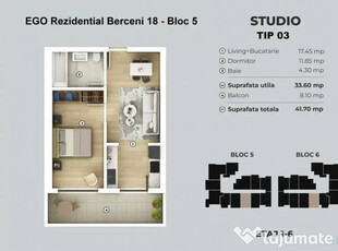 STUDIO - Tip 03 - Berceni - 400m Metrou