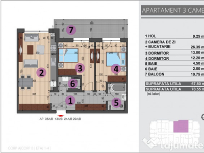 Ap. 3 camere-Bloc nou-Etaj 2-Brancoveanu Metalurgiei