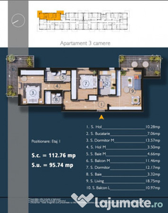 Apartament 3 camere / decomandat / metrou 1 Decembrie 1918