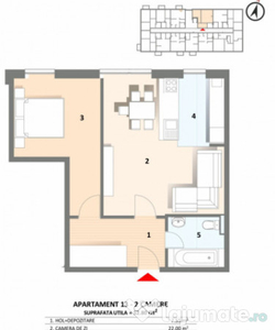 Apartament cu 2 camere, 53mp utili, finisat mobilat, bloc no
