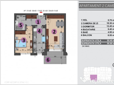 Apartament 2 Camere Sector 4 Grand Arena 56.95Mp 3Min Stb