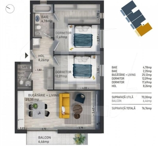 Apartament 3 camere constructie noua, parcare, zona Calea Baciului