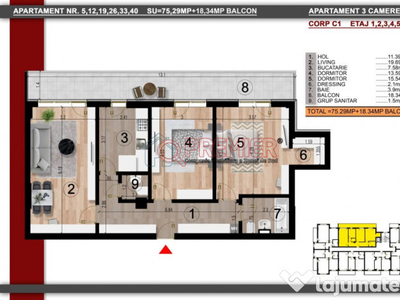 Apartament 3 camere cu 2 bai - terasa - Metrou Berceni